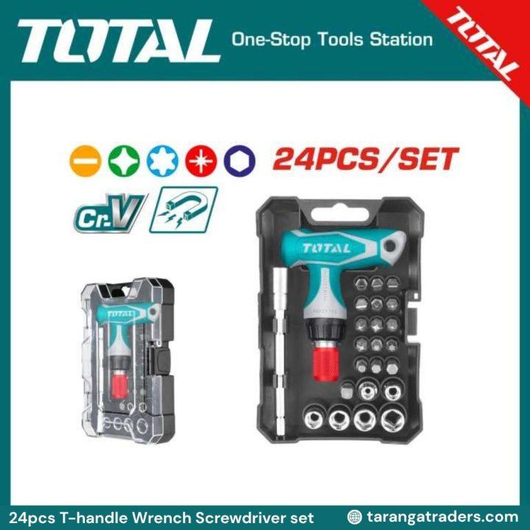 TOTAL TACSD30186 24pcs T-Handle Wrench Screwdriver Set | CR-V | Heavy Duty Tool Kit