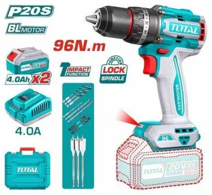Total 20V Brushless Cordless Impact Drill Pack