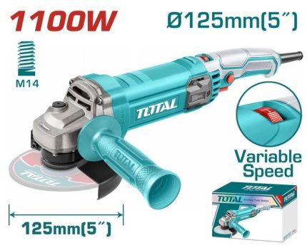 Total 1100W Angle Grinder -Variable Speed 5"/125mm disc