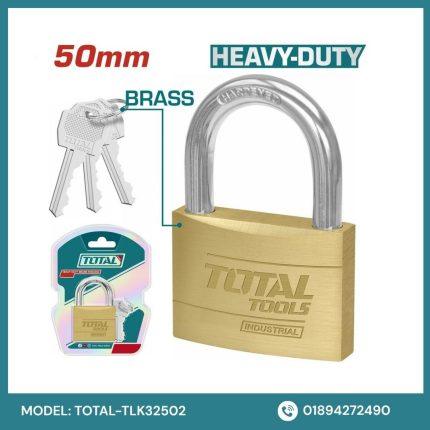 TOTAL Heavy Duty Brass Padlock 50mm (TLK32502) – Premium Security for Gates, Storage & Industrial Use