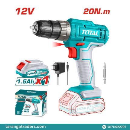Total 12V Cordless Drill (কর্ডলেস ড্রিল মডেল: TDLI1218) – 20Nm