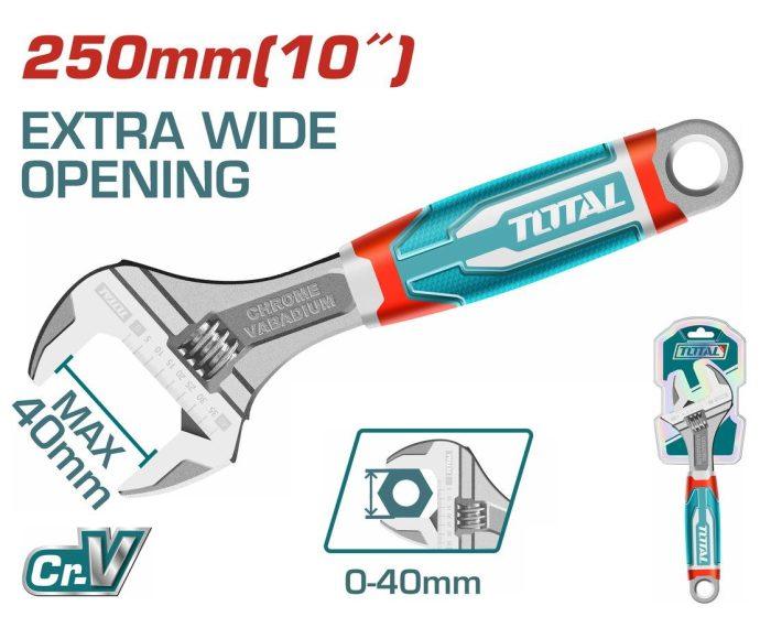 TOTAL Adjustable Wrench 10" | 250mm Steel Spanner for Plumbing & DIY - Image 3