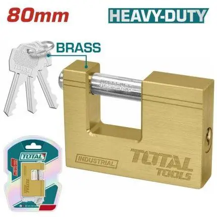 Total 80mm Heavy duty brass block Padlock TLK32803
