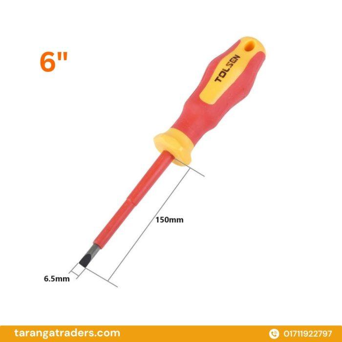 Tolsen VDE Flat Screwdriver 6.5 × 150 mm (Model 38003)