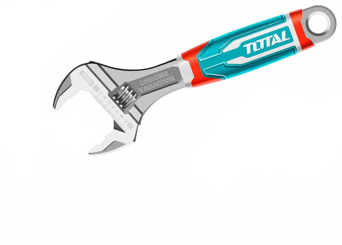 TOTAL Adjustable Wrench 10" | 250mm Steel Spanner for Plumbing & DIY - Image 2