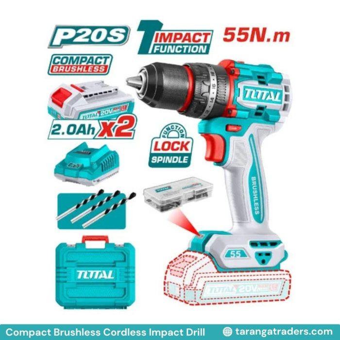 TOTAL TIDLI20558 20V Brushless Cordless Impact Drill | কমপ্যাক্ট ও শক্তিশালী ইমপ্যাক্ট ড্রিল