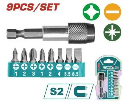 Total 9 Pcs Screwdriver Bits Set TACSD3091