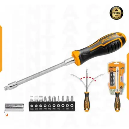 Ingco 12 Pcs Flexible Shaft Screwdriver Set - AKSDFL1208