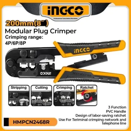 INGCO MODULE PLUG CRIMMPER 8"200MM RANGE 4P