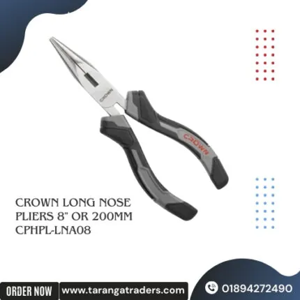 CROWN Long Nose Pliers 8" or 200mm CPHPL-LNA08